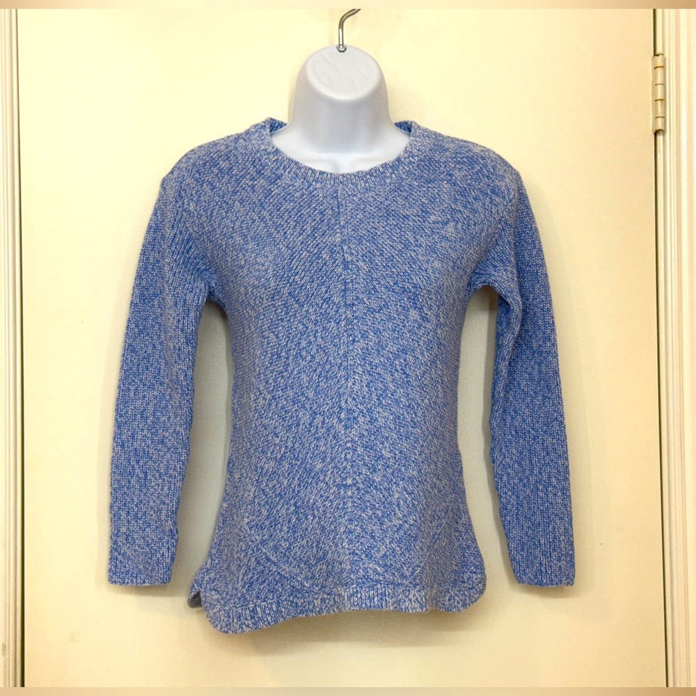 Talbots Women Blue blend Cable Knit Pull on Sweater Crew Neck, Size Petite